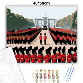 Buckingham Palota Őrségváltás - számfestő készlet - Számfestő.hu - 40×50cm - Keret nélkül
