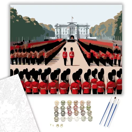 Buckingham Palota Őrségváltás - számfestő készlet - Számfestő.hu - 50×60cm - keret nélkül