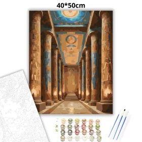 Egyiptomi Templombelső - számfestő készlet - Számfestő.hu - 40×50cm - Keret nélkül