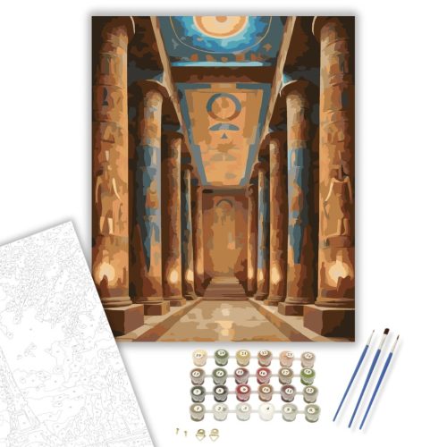 Egyiptomi Templombelső - számfestő készlet - Számfestő.hu - 50×60cm - keret nélkül