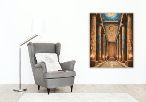 Egyiptomi Templombelső - számfestő készlet - Számfestő.hu - 40×50cm - keretre feszítve