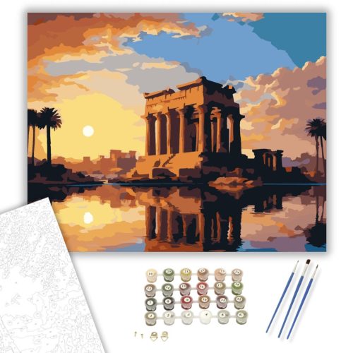 Kom Ombo Templom Naplementében - számfestő készlet - Számfestő.hu - 60×70cm - keret nélkül
