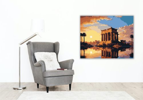 Kom Ombo Templom Naplementében - számfestő készlet - Számfestő.hu - 80×100cm - keretre feszítve