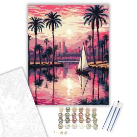 Nílusi Felucca Naplementében - számfestő készlet - Számfestő.hu - 40×50cm - keret nélkül