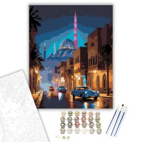 Kairó Éjszakai Fényei - számfestő készlet - Számfestő.hu - 40×50cm - keret nélkül