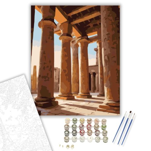 Karnak Templom Oszlopcsarnoka - számfestő készlet - Számfestő.hu - 60×70cm - keretre feszítve