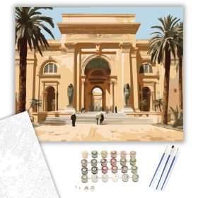 Kairói Egyiptomi Múzeum Bejárata - számfestő készlet - Számfestő.hu - 40×50cm - keret nélkül