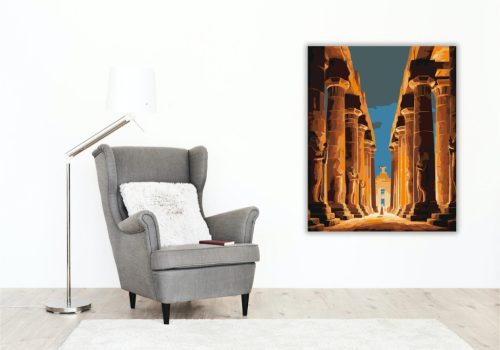 Luxori Templom Éjszakai Fényei - számfestő készlet - Számfestő.hu - 40×50cm - keret nélkül