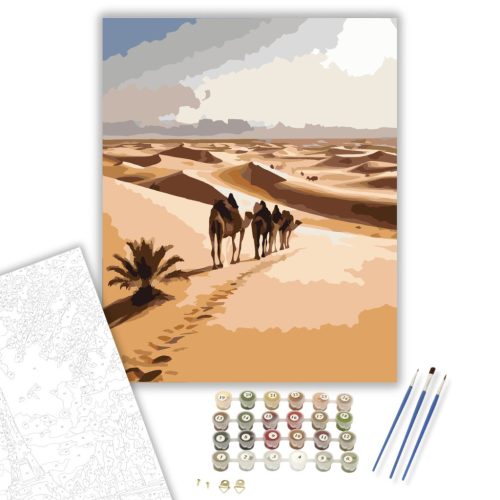 Karaván a Siwa Oázis felé - számfestő készlet - Számfestő.hu - 40×50cm - keret nélkül
