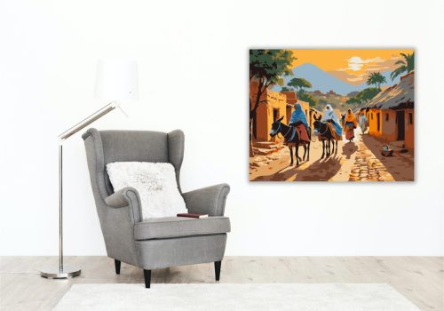 Naplemente a Nílus Mentén - számfestő készlet - Számfestő.hu - 40×50cm - keret nélkül