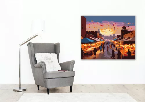 Marrákesi Esti Piac - számfestő készlet - Számfestő.hu - 40×50cm - keret nélkül