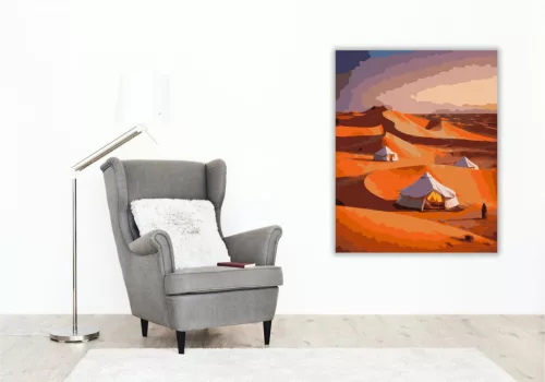 Berber Sátrak a Szahara Homokdűnéin - számfestő készlet - Számfestő.hu - 50×60cm - keret nélkül