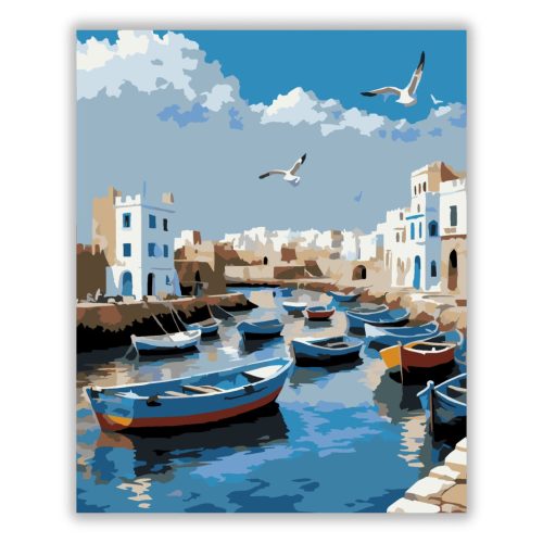Essaouira Kikötője Kék Halászhajókkal - Számfestő.hu
