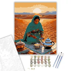 Berber Nő és a Sivatagi Tea - számfestő készlet - Számfestő.hu - 40×50cm - keret nélkül