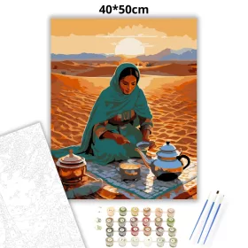 Berber Nő és a Sivatagi Tea - számfestő készlet - Számfestő.hu - 40×50cm - Keret nélkül