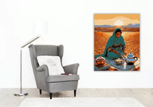 Berber Nő és a Sivatagi Tea - számfestő készlet - Számfestő.hu - 40×50cm - keret nélkül