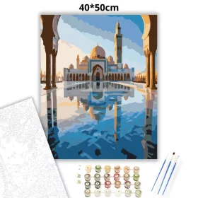 Hassan II mecset naplementében - számfestő készlet - Számfestő.hu - 40×50cm - Keret nélkül