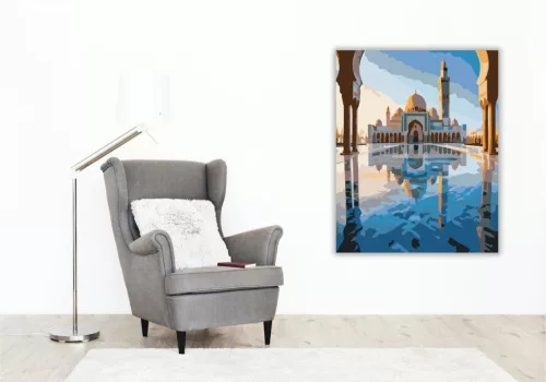 Hassan II mecset naplementében - számfestő készlet - Számfestő.hu - 80×100cm - keret nélkül