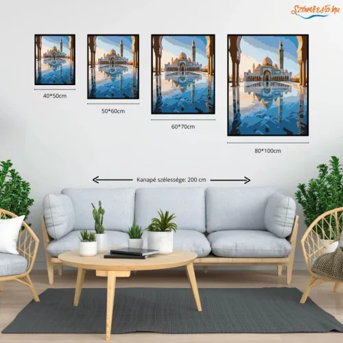 Hassan II mecset naplementében - számfestő készlet - Számfestő.hu - 40×50cm - Keret nélkül