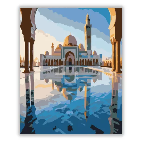 Hassan II mecset naplementében - számfestő készlet - Számfestő.hu - 40×50cm - Keret nélkül