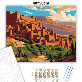 Ait Benhaddou Kasbah - számfestő készlet - Számfestő.hu - 40×50cm - Keret nélkül