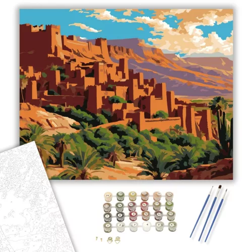 Ait Benhaddou Kasbah - számfestő készlet - Számfestő.hu - 40×50cm - keret nélkül