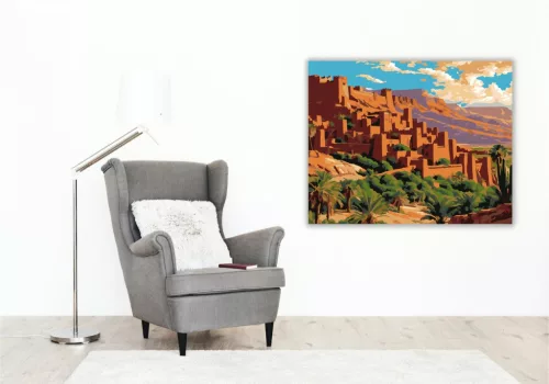 Ait Benhaddou Kasbah - számfestő készlet - Számfestő.hu - 40×50cm - keret nélkül