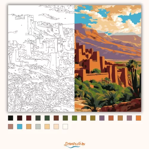 Ait Benhaddou Kasbah - számfestő készlet - Számfestő.hu - 40×50cm - Keret nélkül