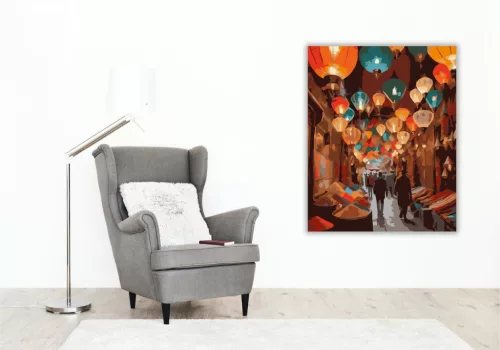 Marrákesi Bazár Színkavalkád - számfestő készlet - Számfestő.hu - 40×50cm - keret nélkül