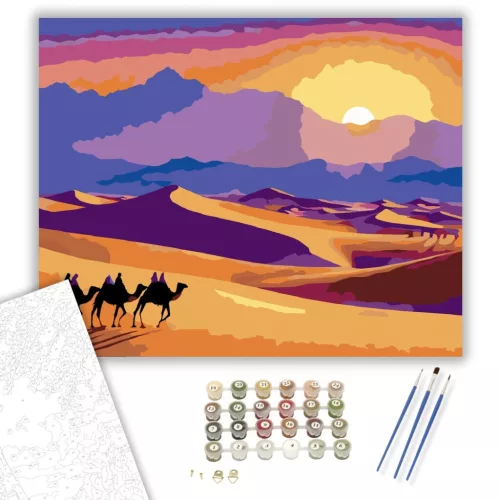 Tevék az Erg Chebbi Dűnéin - számfestő készlet - Számfestő.hu - 40×50cm - keret nélkül