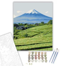 Shizuoka Tea Mezők és Fuji Hegy - számfestő készlet - Számfestő.hu - 40×50cm - keret nélkül