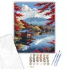 Fuji Hegy Őszi Tóparttal - számfestő készlet - Számfestő.hu - 40×50cm - keretre feszítve