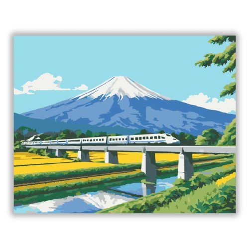 Shinkansen és Fuji Hegy - számfestő készlet - Számfestő.hu