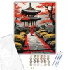 Őszi Japán Templom Kert - számfestő készlet - Számfestő.hu - 40×50cm - keret nélkül