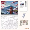 Fuji Hegy és Pagoda Cseresznyevirággal - számfestő készlet - Számfestő.hu - 40×50cm - Keret nélkül