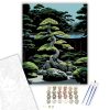 Japán Kert Bonsai Fákkal - számfestő készlet - Számfestő.hu - 40×50cm - keret nélkül