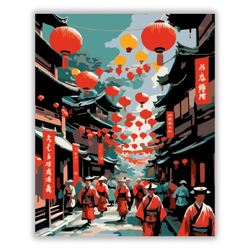 Hagyományos Shinto Felvonulás - számfestő készlet - Számfestő.hu