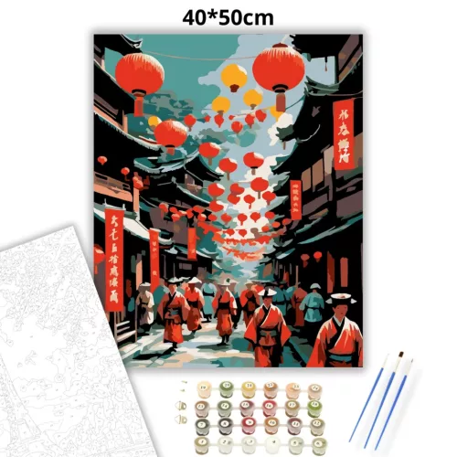 Hagyományos Shinto Felvonulás - számfestő készlet - Számfestő.hu - 40×50cm - Keret nélkül