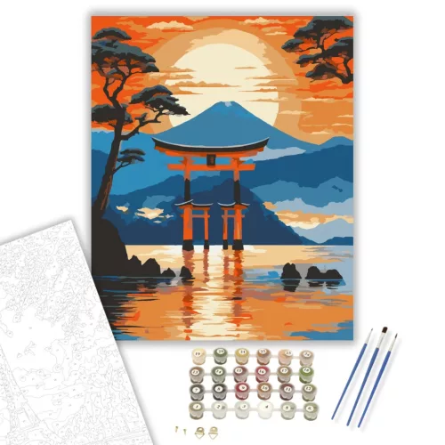 Itsukushima Tori Kapu Naplementében - számfestő készlet - Számfestő.hu - 50×60cm - keret nélkül