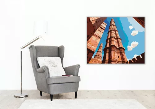 Qutub Minar Egekbe Nyúló Perspektívája - számfestő készlet - Számfestő.hu - 40×50cm - keret nélkül