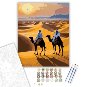 Rajasthan Sivatagi Karaván Napnyugtában - számfestő készlet - Számfestő.hu - 40×50cm - keret nélkül