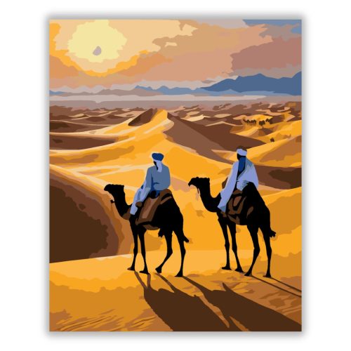 Rajasthan Sivatagi Karaván Napnyugtában - Számfestő.hu