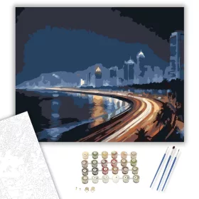 Mumbai Éjszakai Fények - számfestő készlet - Számfestő.hu - 40×50cm - keret nélkül