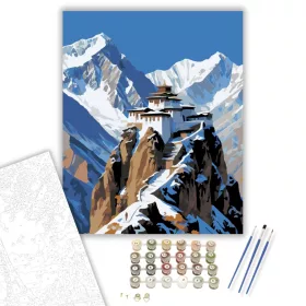 Himalájai Kolostor Ladakhban - számfestő készlet - Számfestő.hu - 40×50cm - keret nélkül