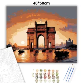 Gateway of India Naplementében - számfestő készlet - Számfestő.hu - 40×50cm - Keret nélkül
