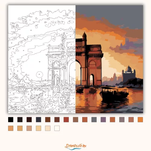 Gateway of India Naplementében - számfestő készlet - Számfestő.hu - 40×50cm - Keret nélkül