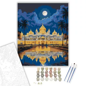 Mysore Palota Éjszakai Fényekben - számfestő készlet - Számfestő.hu - 40×50cm - keret nélkül