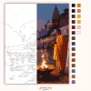 Gangesz Partján Aarti Ceremónia - számfestő készlet - Számfestő.hu - 40×50cm - Keret nélkül