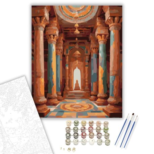 Hindu Templom Belső Tere - számfestő készlet - Számfestő.hu - 40×50cm - keret nélkül