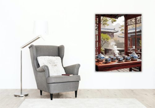 Hagyományos Tea Szertartás Harmóniája - számfestő készlet - Számfestő.hu - 40×50cm - keretre feszítve